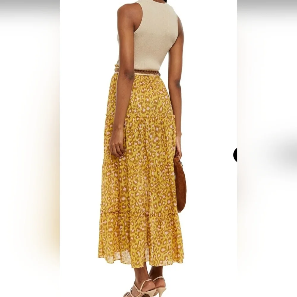 Zimmermann Carnaby Leopard-Print Cotton-Voile Maxi Skirt Mob Wife Size 1 - Picture 3 of 7